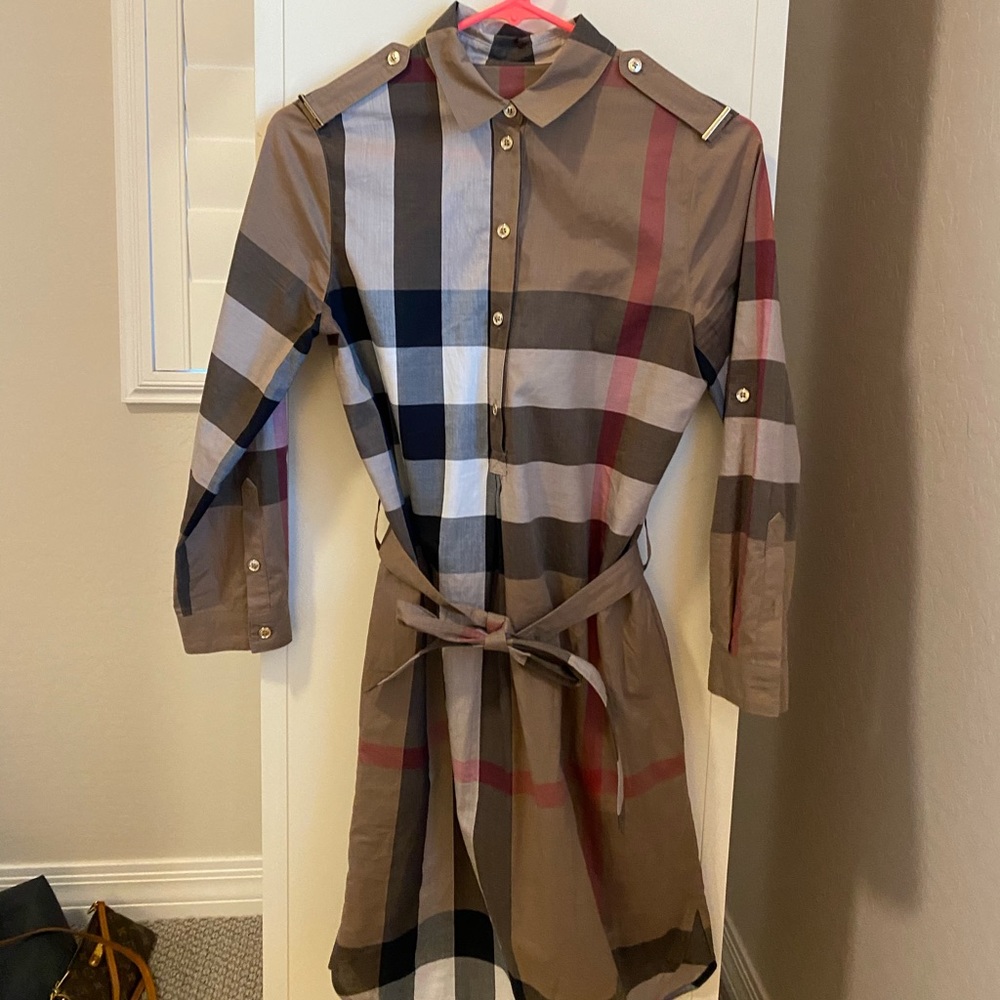 Burberry Stretch Cotton Tie-waist Shirt Dress